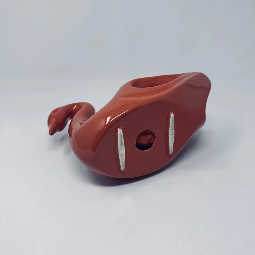 Vintage MidCentury Rust Orange Ceramic Swan Towel Holder Hollywood Regency Style